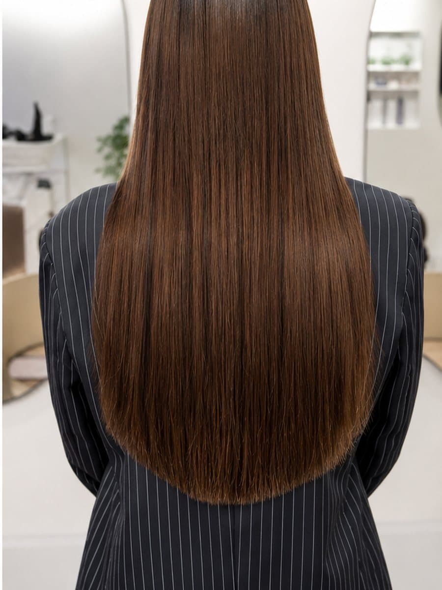 After : Long, sleek brown